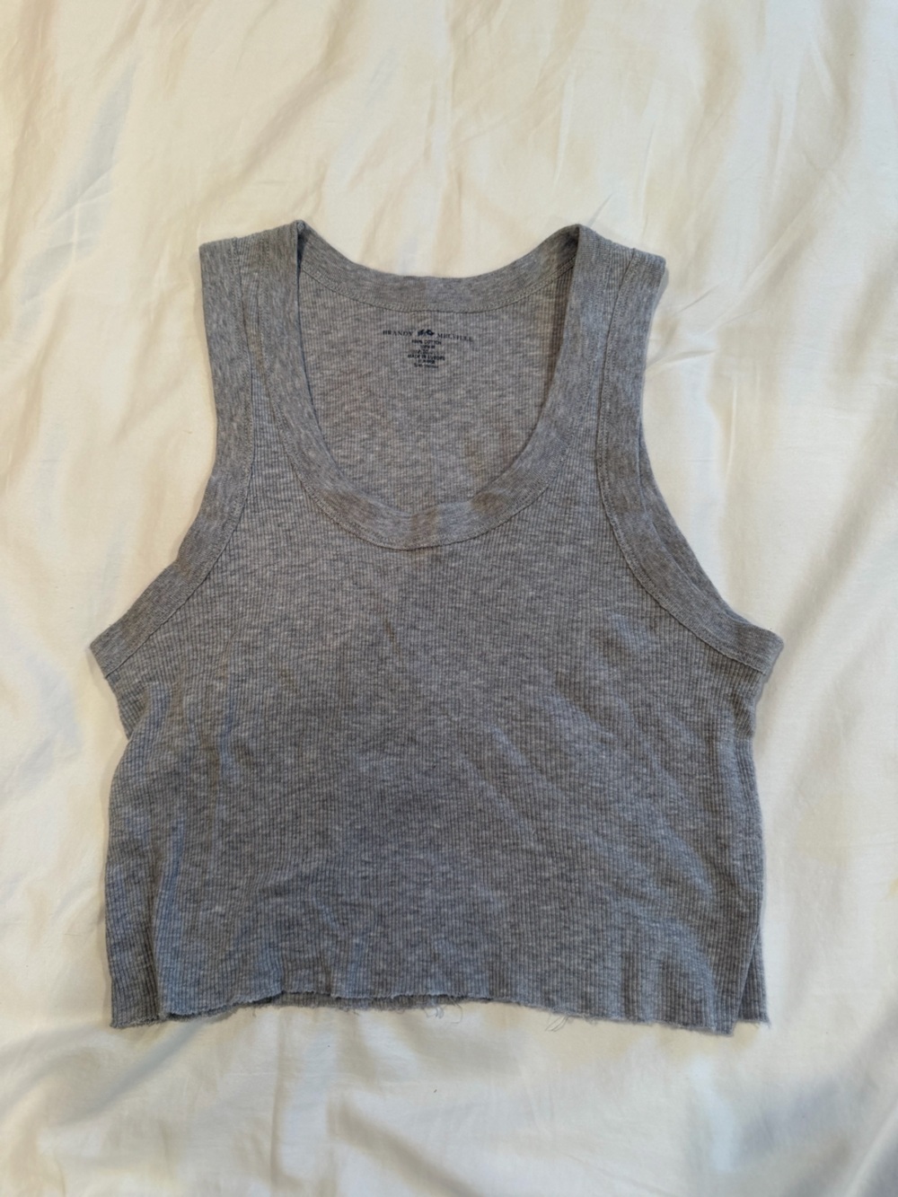 Brandy Melville Grey Ribbed Crop Tank Top